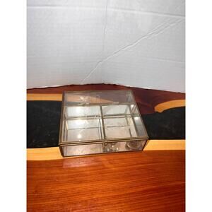 Vintage Brass and glass jewelry holder broken